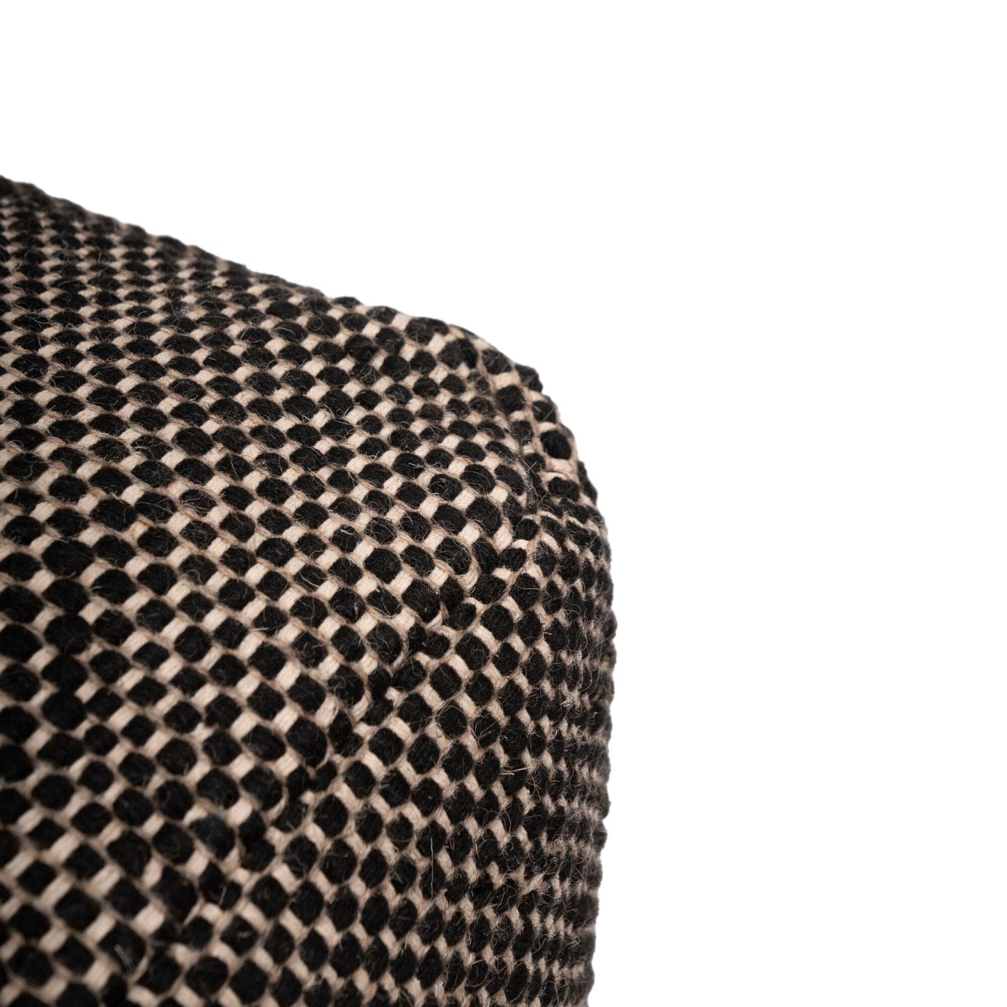 Atcham Wool & Cotton Ottoman Stool - Black