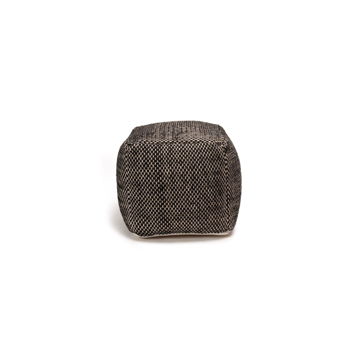 Atcham Wool & Cotton Ottoman Stool - Black