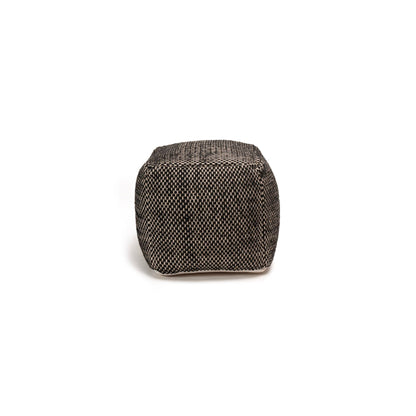 Atcham Wool & Cotton Ottoman Stool - Black