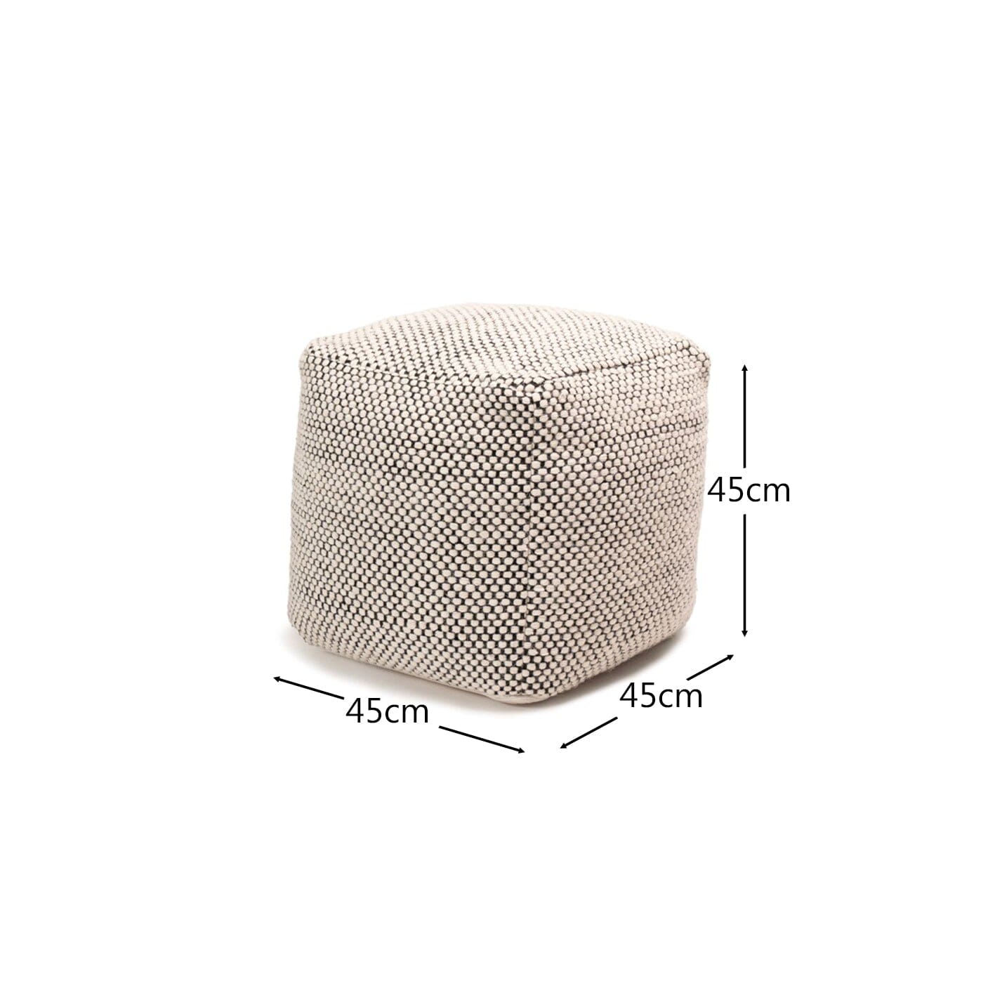 Atcham Black/Natural Wool and Cotton Ottoman Stool - Laura James