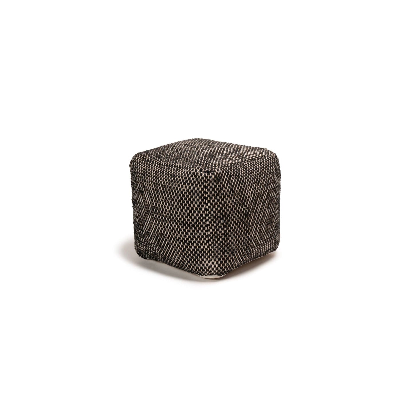 Atcham Wool & Cotton Ottoman Stool - Black