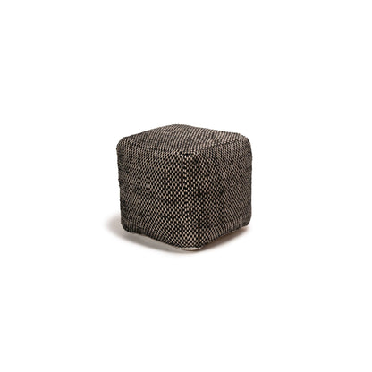 Atcham Wool & Cotton Ottoman Stool - Black