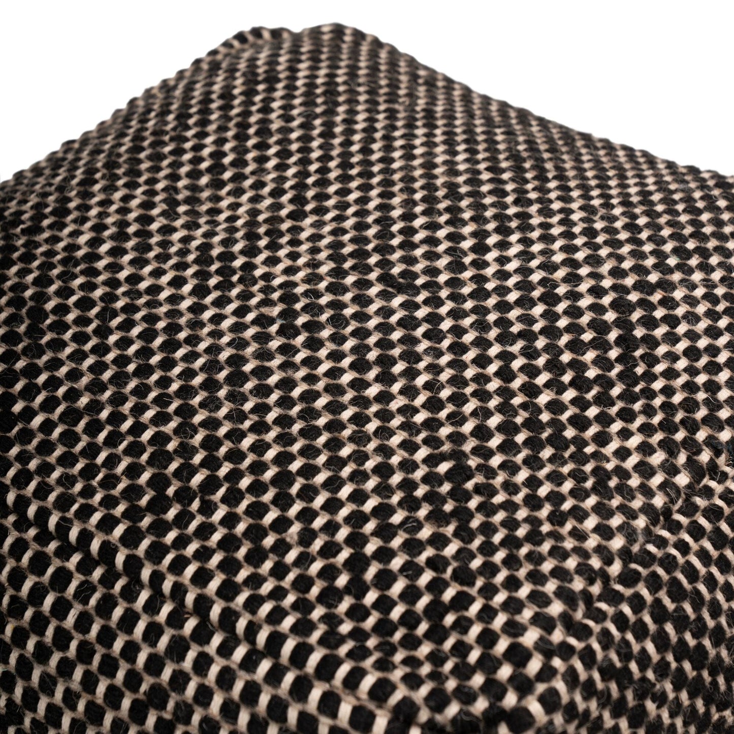 Atcham Wool & Cotton Ottoman Stool - Black