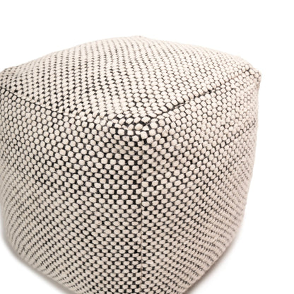 Atcham Wool & Cotton Ottoman Stool - Black/Natural