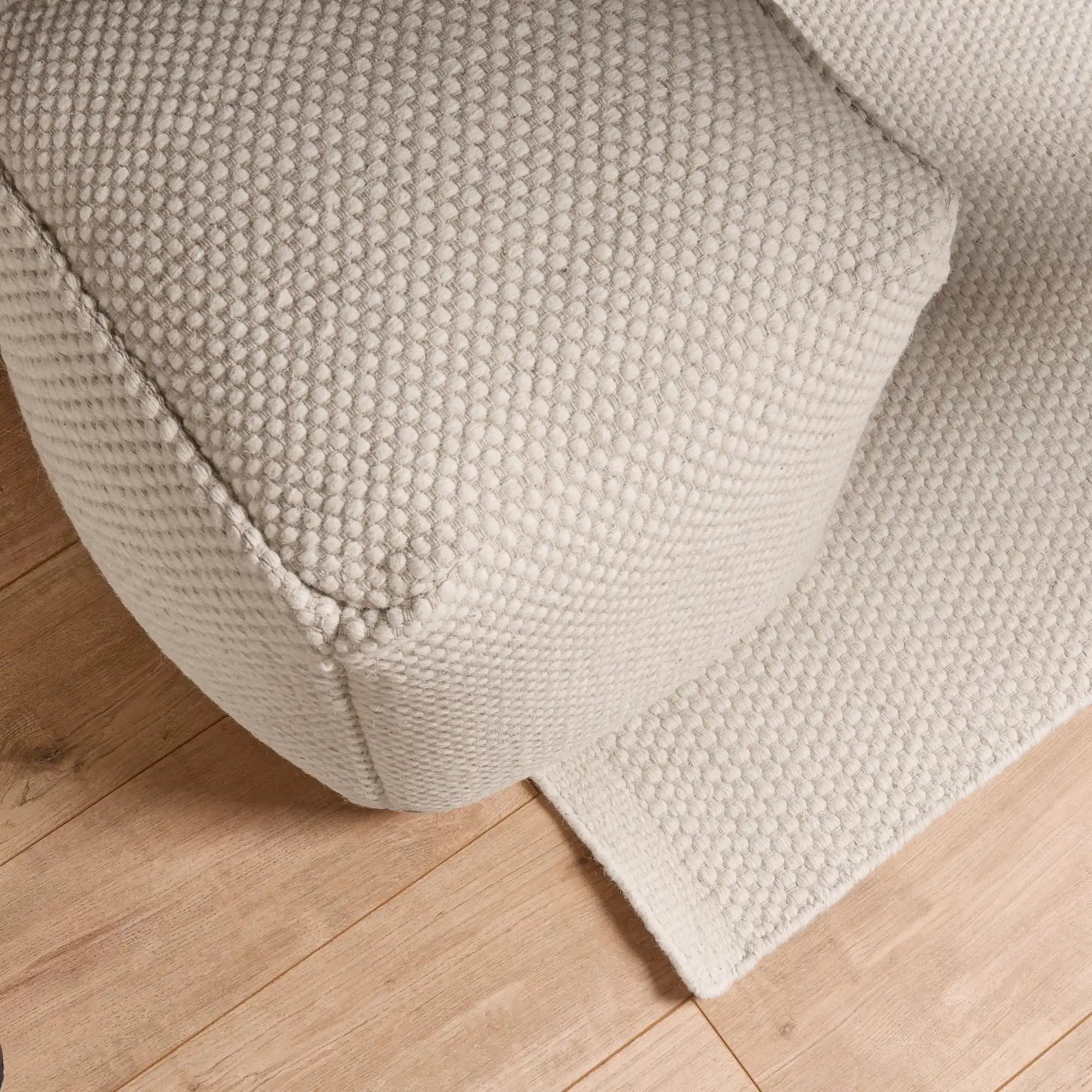 Atcham Clay/Natural Wool and Cotton Ottoman Stool - Laura James