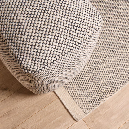 Atcham Wool & Cotton Ottoman Stool - Black/Natural