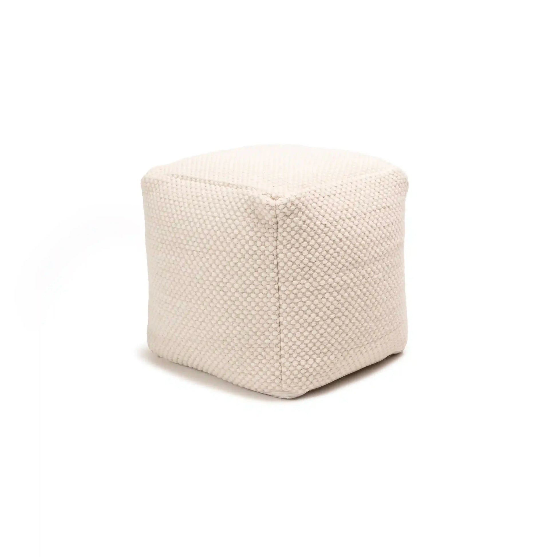 Atcham Clay/Natural Wool and Cotton Ottoman Stool - Laura James