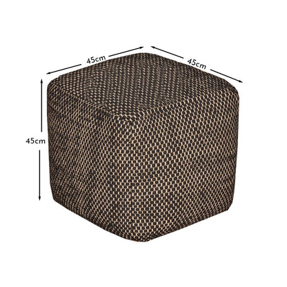 Atcham Wool & Cotton Ottoman Stool - Black