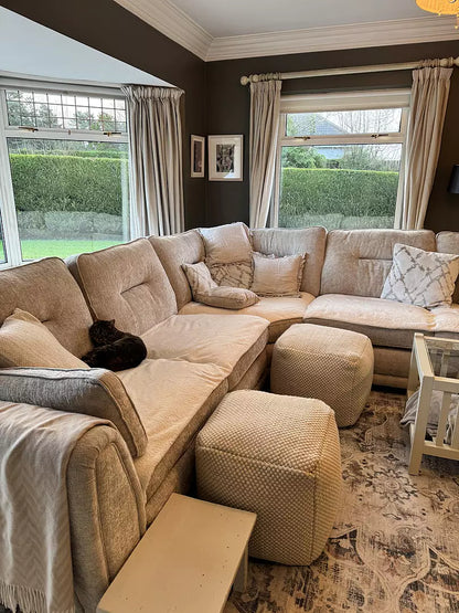 Atcham Clay/Natural Wool & Cotton Ottoman Stool - Laura James 